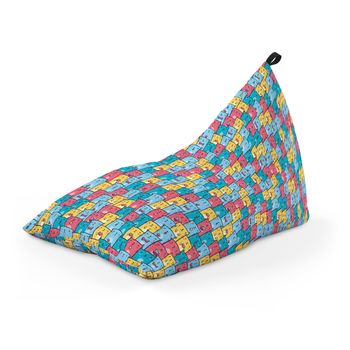 Fotoliu units puf (bean bag) tip lounge, impermeabil, cu maner, 155 x 83 x 65 cm, invazia pisicilor albastru