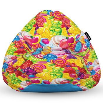Fotoliu units puf (bean bag) tip para, impermeabil, cu maner, 80 x 90 x 68 cm, fruits candy