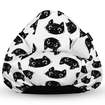 Fotoliu units puf (bean bag) tip para, impermeabil, cu maner, 80 x 90 x 68 cm, pisici alb-negru