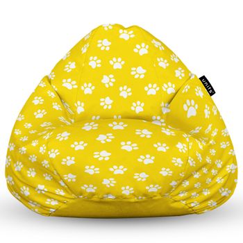 Fotoliu units puf (bean bag) tip para, impermeabil, cu maner, 80 x 90 x 68 cm, labute pisica fundal galben