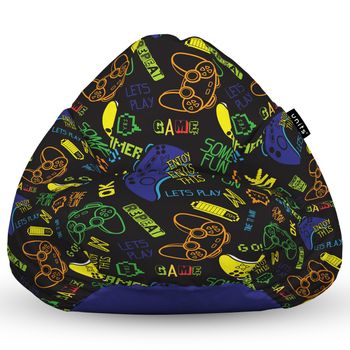 Fotoliu units puf (bean bag) tip para, impermeabil, cu maner, 80 x 90 x 68 cm, let's play
