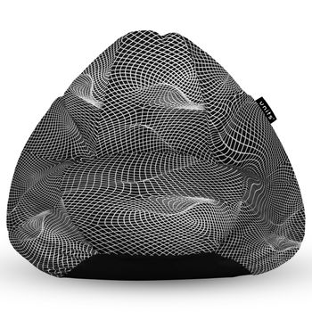 Fotoliu units puf (bean bag) tip para, impermeabil, cu maner, 80 x 90 x 68 cm, topografic negru
