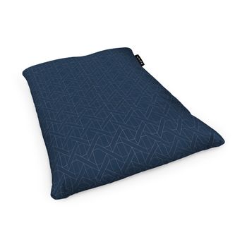 Fotoliu units puf (bean bag) tip perna, impermeabil, albastru inchis si linii bej