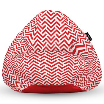 Fotoliu units puf (bean bag) tip para, impermeabil, cu maner, 80 x 90 x 68 cm, model rosu si alb