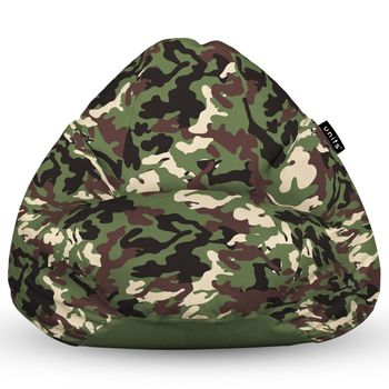 Fotoliu units puf (bean bag) tip para, impermeabil, cu maner, 80 x 90 x 68 cm, camuflaj armata