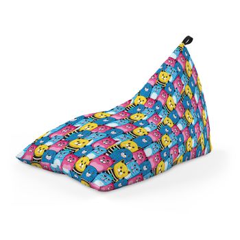 Fotoliu units puf (bean bag) tip lounge, impermeabil, cu maner, 155 x 83 x 65 cm, smiley cats
