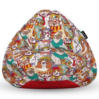 Fotoliu units puf (bean bag) tip para, impermeabil, cu maner, 80 x 90 x 68 cm, caini hipster