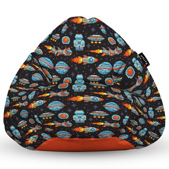 Fotoliu units puf (bean bag) tip para, impermeabil, cu maner, 80 x 90 x 68 cm, game space retro