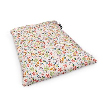 Fotoliu units puf (bean bag) tip perna, impermeabil, alb cu flori multicolore