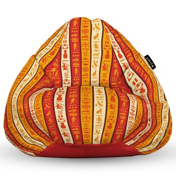 Fotoliu units puf (bean bag) tip para, impermeabil, cu maner, 80 x 90 x 68 cm, hieroglife egiptene