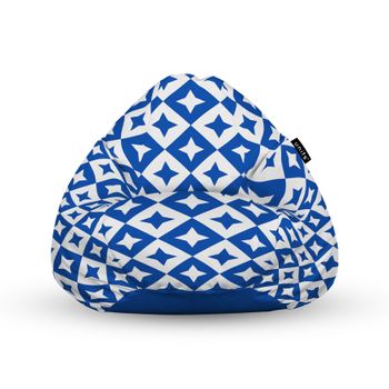Fotoliu units puf (bean bag) tip para, impermeabil, cu maner, 80 x 90 x 68 cm, oriental stars, blue