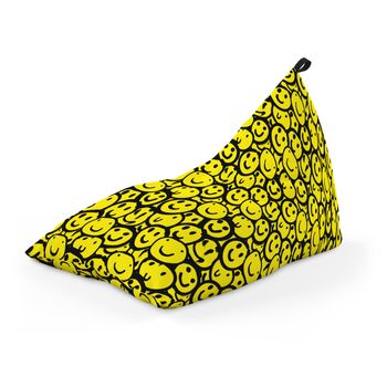 Fotoliu units puf (bean bag) tip lounge, impermeabil, cu maner, 155 x 83 x 65 cm, smiley galben