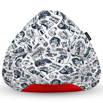 Fotoliu units puf (bean bag) tip para, impermeabil, cu maner, 80 x 90 x 68 cm, game over