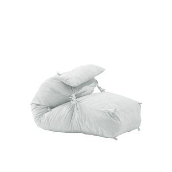 Fotoliu pufrelax yoga l + perna - angora grey umplut cu fulgi de burete memory mix