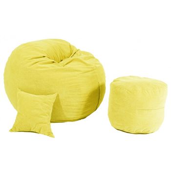 Set fotoliu king size+otoman+perna decorativa - quince husa detasabila, pat, cu fulgi de burete memory mix,