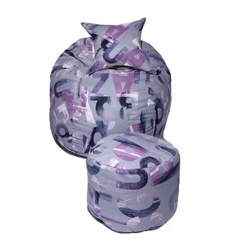 Set fotoliu puf pentru copii matusalem + otoman + perna decorativa - mystique cu fulgi de burete memory mix
