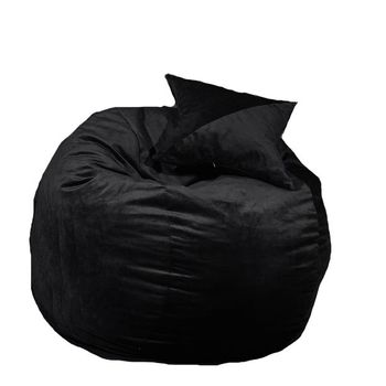 Set fotoliu puf matusalem + perna decorativa - black velvet (gama plush honey) umplut cu fulgi de burete memory mix®