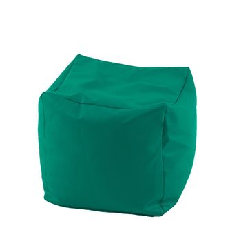 Fotoliu mic, taburet cub xl - smarald , pretabil si la exterior, umplut cu perle polistiren,