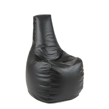 Fotoliu (mediu) sunlounger - negru (piele eco) umplut cu perle polistiren (fotoliu para marca pufrelax)