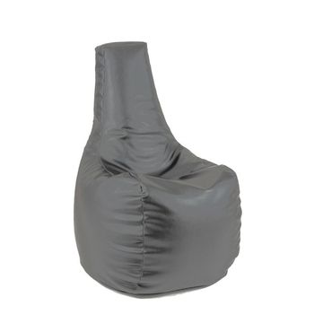 Fotoliu (mediu) sunlounger - gri (piele eco) umplut cu perle polistiren (fotoliu para marca pufrelax)