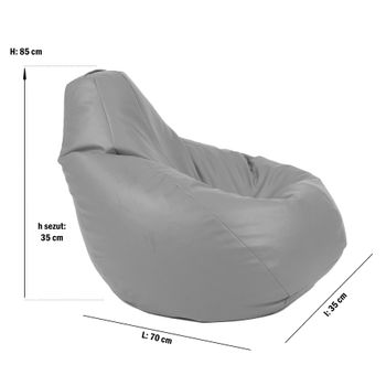 Fotoliu (mediu) nirvana hobbit - light grey ( pu) umplut cu perle polistiren (fotoliu para marca pufrelax)