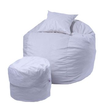 Set fotoliu puf pentru copii matusalem + otoman + perna decorativa - snowflake cu fulgi de burete memory mix