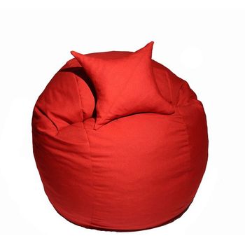 Set fotoliu puf pentru copii (5-16 ani) matusalem + perna decorativa - montana red cu fulgi de burete memory mix