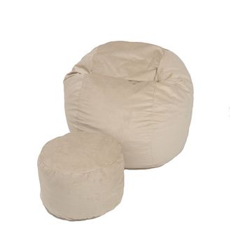 Set fotoliu puf pentru copii (5-16 ani) matusalem + otoman - beige (gama diamond) umplut cu fulgi de burete memory mix®