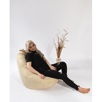 Fotoliu pufrelax tip sac nirvana hobbit textil, marble, husa detasabila, umplut cu perle polistiren