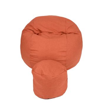 Set fotoliu mare king size + otoman - savana orange husa detasabila, pat, cu fulgi de burete memory mix,