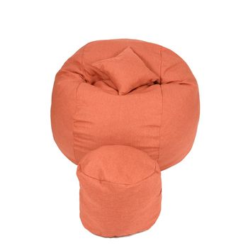 Set fotoliu mare king size otoman perna decorativa savana orange husa detasabila, pat, cu fulgi de burete memory mix,