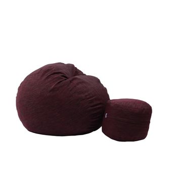 Set fotoliu puf matusalem + otoman - black wine ( rustic) umplut cu fulgi de burete memory mix