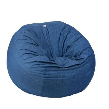 Fotoliu puf pentru copii (5-16 ani) matusalem - blue denim (gama savana) umplut cu fulgi de burete memory mix®