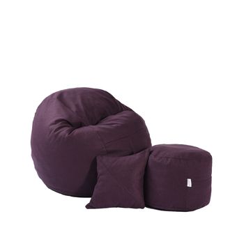 Set fotoliu puf matusalem, otoman si perna decorativa fancy purple ( textil), umplut cu fulgi de burete memory mix