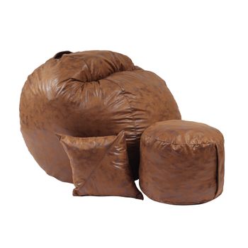 Set fotoliu pufrelaxm-mare, matusalem otoman si perna decorativa, iced coffee, textil, cu fulgi de burete memory mix