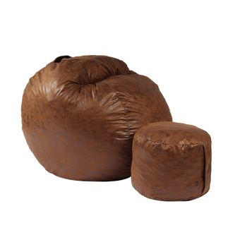 Set fotoliu pufrelax mediu-mare, matusalem cu otoman, iced coffee, textil, umplut cu fulgi de burete memory mix