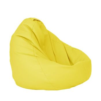 Fotoliu pufrelax tip sac nirvana grande piele ecologica, galben, umplut cu perle polistiren