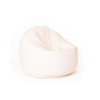 Fotoliu (mediu) relaxo xl - white ( pu) umplut cu perle polistiren (beanbag marca pufrelax)