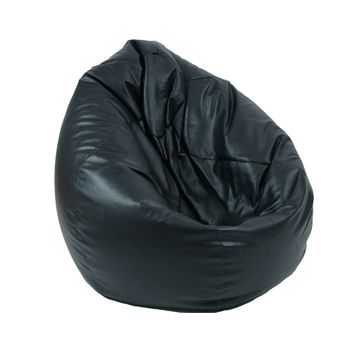 Fotoliu pufrelax tip sac nirvana gigant piele ecologica, back 2 black, umplut cu perle polistiren