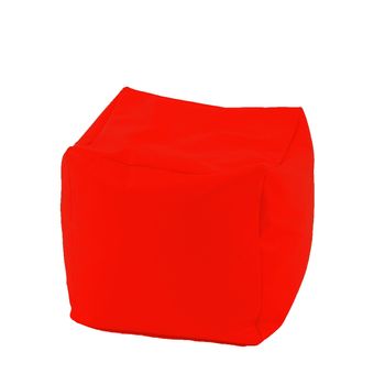Fotoliu mic, taburet cub - neon orange , pretabil si la exterior, umplut cu perle polistiren,