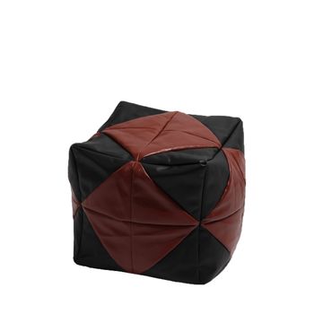 Fotoliu taburet cub - brownie (piele eco) umplut cu perle polistiren