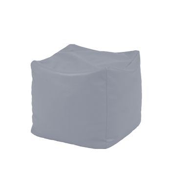Fotoliu mic, taburet cub - panama grey , pretabil si la exterior, umplut cu perle polistiren,