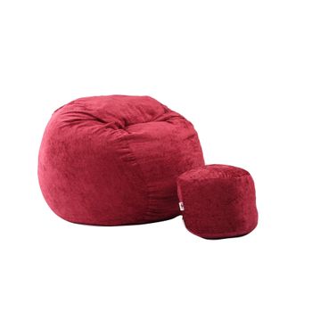 Set fotoliu matusalem cu otoman, sour cherry, rustic, mare, umplut cu fulgi de burete memory mix