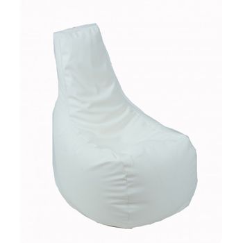 Fotoliu (mediu) sunlounger evo - alb (piele eco) umplut cu perle polistiren (fotoliu para marca pufrelax)