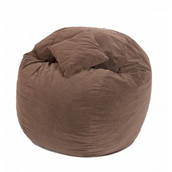 Fotoliu king size xl cu perna decorativa, brown muffin gama plush honey umplut cu fulgi de burete memory mix