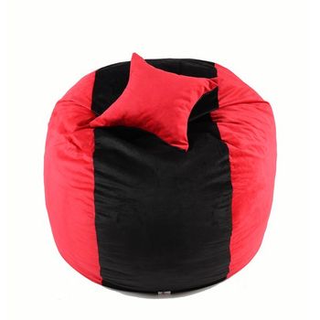 Set fotoliu king size + perna decorativa - red & black husa detasabila, pat, cu fulgi de burete memory mix