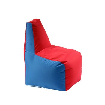 Fotoliu puf tip scaun copii, sunlounger junior, m panama rosu-albastru, pretabil si al exterior, cu perle polistiren