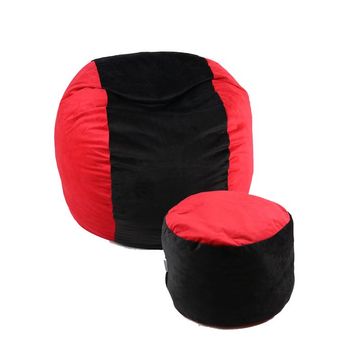 Set fotoliu matusalem + otoman - red & black husa detasabila, transformabil in pat, , cu fulgi de burete memory mix,