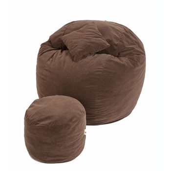 Set fotoliu king size+otoman+perna decorativa - brown muffin husa detasabila, pat, cu fulgi de burete memory mix