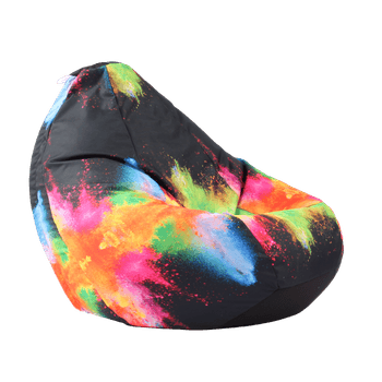 Fotoliu puf tip sac nirvana grande, colour festival, imprimat, pretabil si la exterior, umplut cu perle polistiren